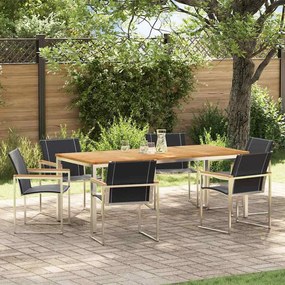 vidaXL Σέτ φαγητού για κήπο 7 pcs Σταθερό Ξύλο Ακακίας