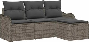 vidaXL Σετ Καναπέ Κήπου με μαξιλάρι 4 pcs Γκρι Πολυ ράταν