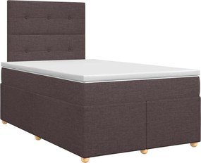 vidaXL Κρεβάτι box spring με στρώμα Σκούρο Καφέ 120 x 200 cm Ύφασμα