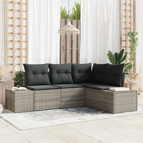 vidaXL Σετ Καναπέ Κήπου 4 pcs Ανοιχτό γκρι Πολυ ράταν