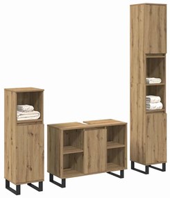 vidaXL Σετ Επίπλων Μπάνιου με αποθήκευση 3 pcs Καφέ 30 x 30 x 180 cm