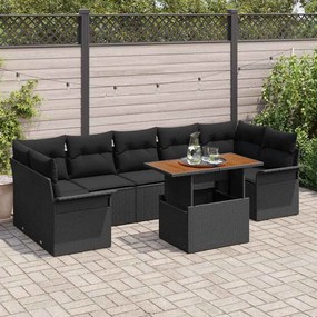 vidaXL Σετ Καναπέ Κήπου με μαξιλάρι 8 pcs Μαύρο 100 x 55 x 73 εκ