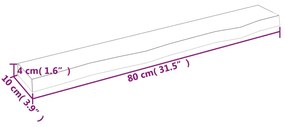 Ράφι Τοίχου Ανοιχτό Καφέ 80x10x4 εκ. Επεξεργ. Μασίφ Ξύλο Δρυός - Καφέ