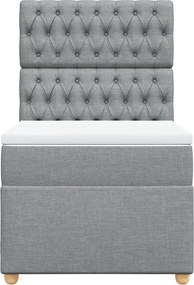 vidaXL Κρεβάτι Boxspring με Στρώμα Ανοιχτό Γκρι 90x190 εκ. Υφασμάτινο