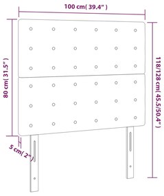 Κεφαλάρι Κρεβατιού LED Ανοιχτό Γκρι 100x5x118/128 εκ. Βελούδινο 3122900