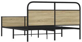 vidaXL Σκελετός Κρεβ. Χωρίς Στρώμα Sonoma Δρυς 150x200 εκ. Μεταλλικό