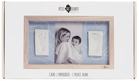 Κορνίζα Ξύλινη Για Φωτογραφία &amp; 2 Αποτυπώματα Του Μωρού Σας 32x2,3x19εκ. Blue Abstract Petit Artichaut PA1704
