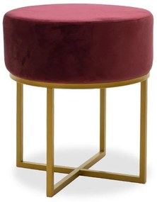 Isla stool dark red velvet - golden metal 40x40x45cm 40x40x45 εκ.