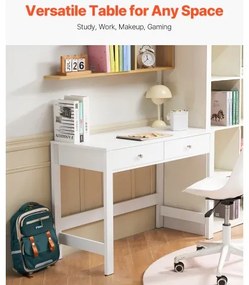 VEVOR Small Desk with Drawers Kids Desk for Bedroom Simple Study Table White