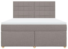 Κρεβάτι Boxspring με Στρώμα Taupe 180x200 εκ. Υφασμάτινο - Μπεζ-Γκρι