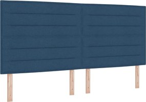 vidaXL LED Κρεβάτι με βάθρο με στρώμα Μπλε 200 x 200 cm ύφασμα