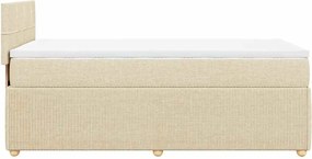 vidaXL Κρεβάτι Boxspring με Στρώμα Κρεμ 100 x 200 εκ. Υφασμάτινο