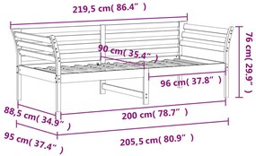 Καναπές Κρεβάτι Καφέ Κεριού 90 x 200 εκ. από Μασίφ Ξύλο Πεύκου - Καφέ