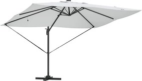vidaXL Ομπρέλα ηλίου με φώτα λωρίδας LED Άμμος 352 x 251 x 265 εκ.
