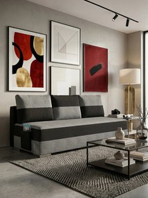 Καναπές - Κρεβάτι Atlas-Γκρι - Μαύρο