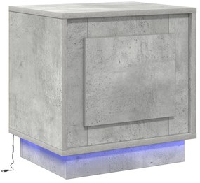 vidaXL Κομοδίνο με LED φώτα Σκυρόδεμα Γκρι 44x34,5x45 εκ