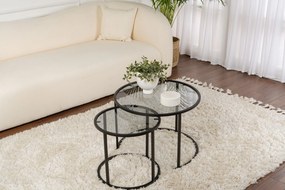 Σετ Τραπεζιών Σαλονιού Μαύρο CEVAR 42x42x39