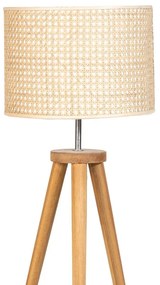 Table Lamp S Line Ξύλινο Χειροποίητο Με Καπέλο Rattan S1319-00N3