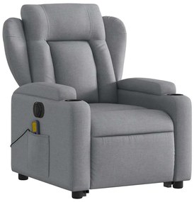 vidaXL Πολυθρόνα Μασάζ Ηλεκ. Ανακλινόμενη Ανύψωση Αν. Γκρι Υφασμάτινη