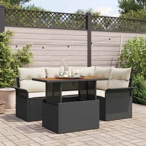 vidaXL Σετ Καναπέ Κήπου 5 pcs Μαύρο και κρεμ 100 x 55 x 73 εκ