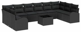 vidaXL Σετ Καναπέ Κήπου 11 pcs Μαύρο Πολυ ράταν