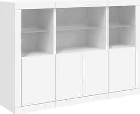 vidaXL Μπουφέδες με Φώτα LED 3 τεμ. Λευκοί από Επεξεργασμένο Ξύλο