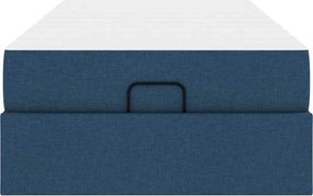 vidaXL Σκελετός κρεβατιού με στρώμα 2 pcs Μπλε ύφασμα