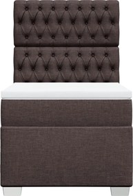 vidaXL Κρεβάτι Boxspring με Στρώμα Σκούρο Καφέ 90x200 εκ. Υφασμάτινο