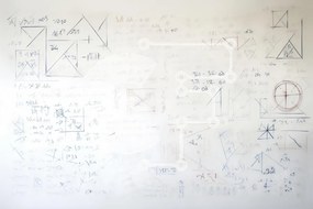 Intra Συλλεκτικό Ξύλινο Παζλ Plywood  4mm - Μαθηματικοί υπολογισμοί σε λευκό πίνακα Σε Ξύλινο Κουτί - Διαστάσεις Puzzle: 10x10 cm – 25 κομμάτια