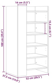 Παπουτσοθήκη Λευκή 52x37,5x100 εκ. από Επεξεργασμένο Ξύλο - Λευκό