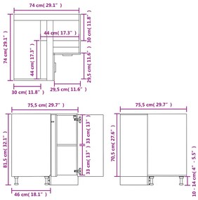 ΝΤΟΥΛΑΠΙ ΔΑΠΕΔΟΥ ΓΩΝΙΑΚΟ SONOMA ΔΡΥΣ 75,5X75,5X80,5 ΕΚ. 802492