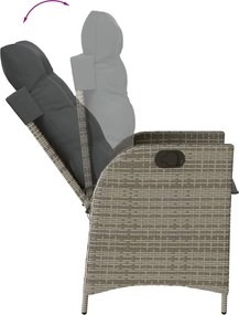 vidaXL Σετ Τραπεζαρίας Κήπου 5 τεμ. Γκρι Συνθ. Ρατάν με Μαξιλάρια