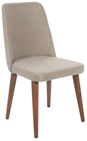 Artekko Milano Καρέκλα με Ξύλινο Καφέ Σκελετό και Μπεζ Μπουκλέ Ύφασμα (48x60x90)cm
