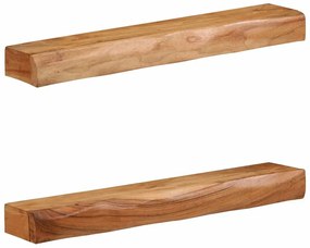 Ράφια Τοίχου 2 τεμ. 80x17x8 εκ. από Μασίφ Ξύλο Ακακίας
