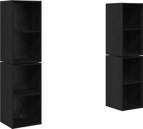 vidaXL Σετ επίπλου τηλεόρασης 4 pcs Μαύρη Οξυά Επεξεργασμένο Ξύλο