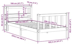 ΣΚΕΛΕΤΟΣ ΚΡΕΒΑΤΙΟΥ ΧΩΡΙΣ ΣΤΡΩΜΑ 100X200 ΕΚ. ΜΑΣΙΦ ΠΕΥΚΟ 3305757