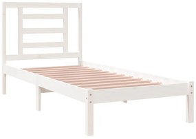 vidaXL Πλαίσιο Κρεβατιού Λευκό 75x190 εκ. Μασίφ Ξύλο Small Single