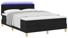 vidaXL Κρεβάτι με Βάση και Στρώμα & LED Μαύρο 160x200 cm Υφασμάτινο