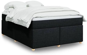 vidaXL Κρεβάτι Boxspring με Στρώμα Μαύρο 140x190 εκ. Υφασμάτινο