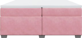 vidaXL Κρεβάτι Boxspring με Στρώμα Ροζ 200x200 εκ. Βελούδινο
