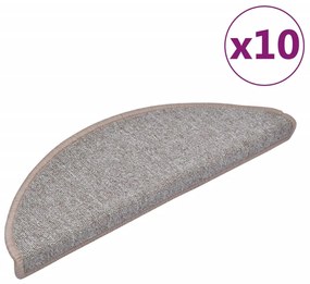 vidaXL Πατάκια Σκαλιών 10 τεμ. Ανοιχτό Καφέ Ημίστρογγυλά Μεγάλα 65x24x4 εκ.