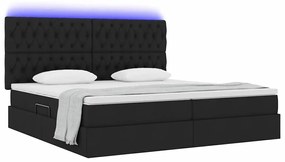 vidaXL Κρεβάτι με αποθηκευτικό χώρο και LED Μαύρο 200 x 200 cm