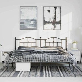 vidaXL Πλαίσιο Κρεβατιού με Κεφαλάρι Μαύρο 193 x 203 εκ. Μεταλλικό