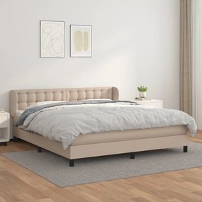 Κρεβάτι Boxspring με Στρώμα Καπουτσίνο 160x200εκ.από Συνθ.Δέρμα - Καφέ