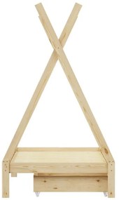 Κρεβάτι παιδικό Lalitto τύπου Montessori με 2 συρτάρια ξύλο πεύκου φυσικό 90x190 εκ. 90x190x170 εκ.