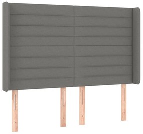vidaXL Κρεβάτι Boxspring με Στρώμα &amp; LED Σκ.Γκρι 140x190εκ. Υφασμάτινο
