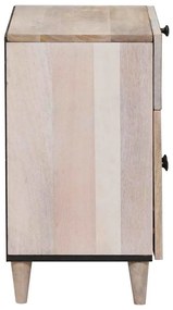 vidaXL Κομοδίνο με συρτάρι Μπεζ 50 x 33 x 60 εκ Μασίφ ξύλο μάνγκο