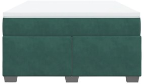 vidaXL Κρεβάτι Boxspring με Στρώμα Σκούρο Πράσινο 140x190εκ. Βελούδινο