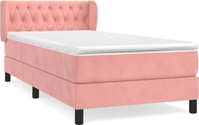 vidaXL Κρεβάτι Boxspring με Στρώμα Ροζ 90x200 εκ. Βελούδινο