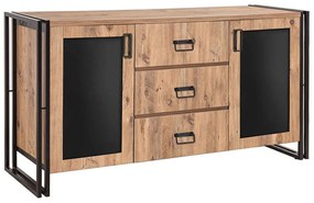 Μπουφές Atlas 0234407 160x45x80cm Pine-Black Μελαμίνη,Μέταλλο